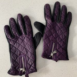 POLO RALPH LAUREN PURPLE LEATHER GLOVES